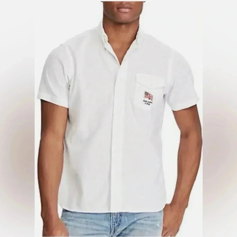 Ralph Lauren Mens USA Solid Button Up Shirt, - Picture 2 of 5